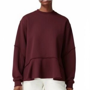 Sweaty Betty Revive Peplum Sweatshirt, Relaxed Fit, Burgundy. Size L